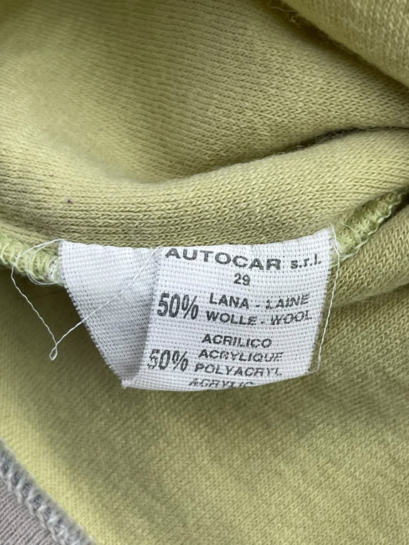 Autocar Knit Sweater Half Zip Light Green Unisex L
