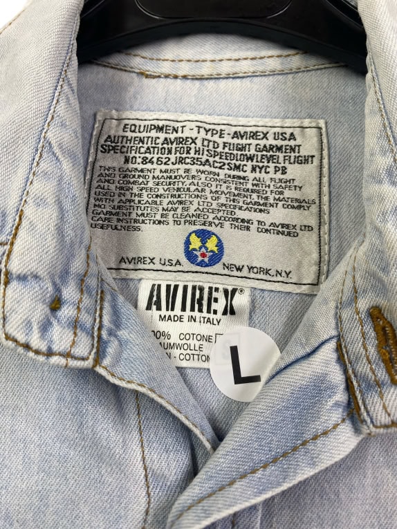 AVIREX LTD ΠΟΥΚΑΜΙΣΟ VINTAGE DENIM ΜΕ ΛΟΓΟΤΥΠΟ ΑΝΟΙΧΤΟ ΜΠΛΕ ΑΝΔΡΙΚΟ L
