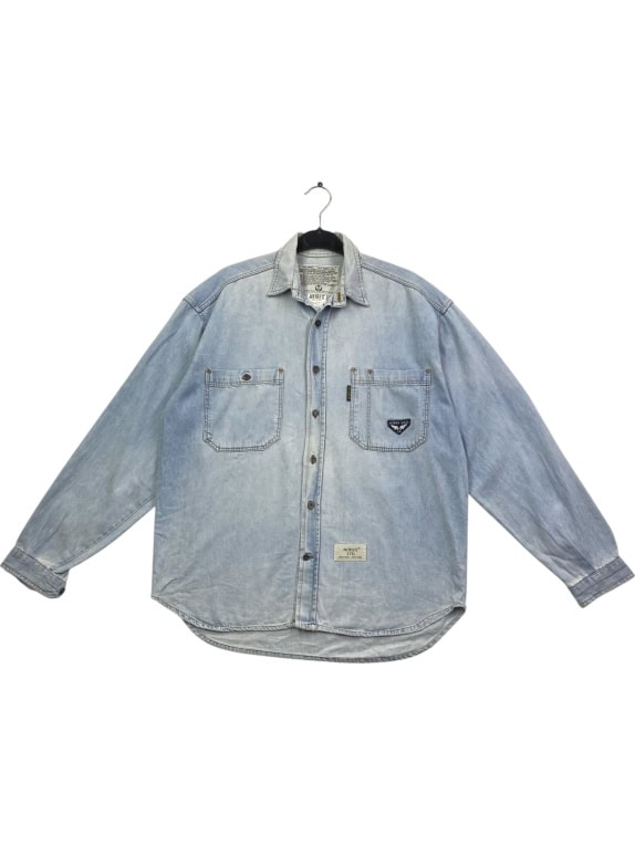 AVIREX LTD ΠΟΥΚΑΜΙΣΟ VINTAGE DENIM ΜΕ ΛΟΓΟΤΥΠΟ ΑΝΟΙΧΤΟ ΜΠΛΕ ΑΝΔΡΙΚΟ L