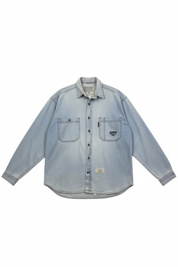 AVIREX LTD ΠΟΥΚΑΜΙΣΟ VINTAGE DENIM ΜΕ ΛΟΓΟΤΥΠΟ ΑΝΟΙΧΤΟ ΜΠΛΕ ΑΝΔΡΙΚΟ L