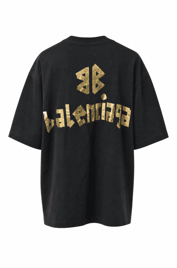 BALENCIAGA GRAPHIC TEE STREETWEAR BLACK MEN PRE OWNED