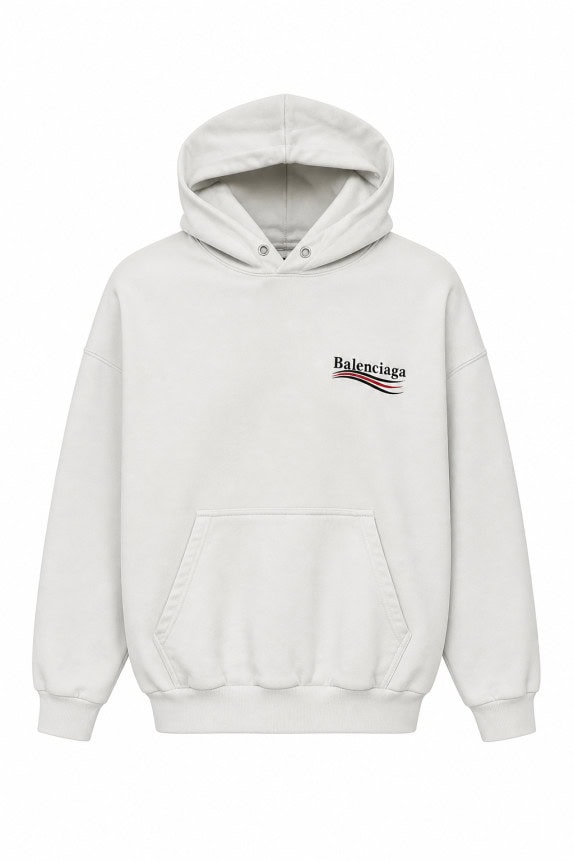 BALENCIAGA HOODIE MINIMAL OFF WHITE UNISEX PRE OWNED L