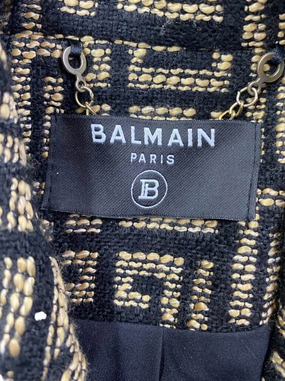 BALMAIN PARIS ΤΑΓΙΕΡ ΣΕΤ ΣΑΚΑΚΙ & ΦΟΥΣΤΑ MONOGRAM JACQUARD ΜΑΥΡΟ/ΧΡΥΣΟ ΓΥΝΑΙΚΕΙΟ M-L