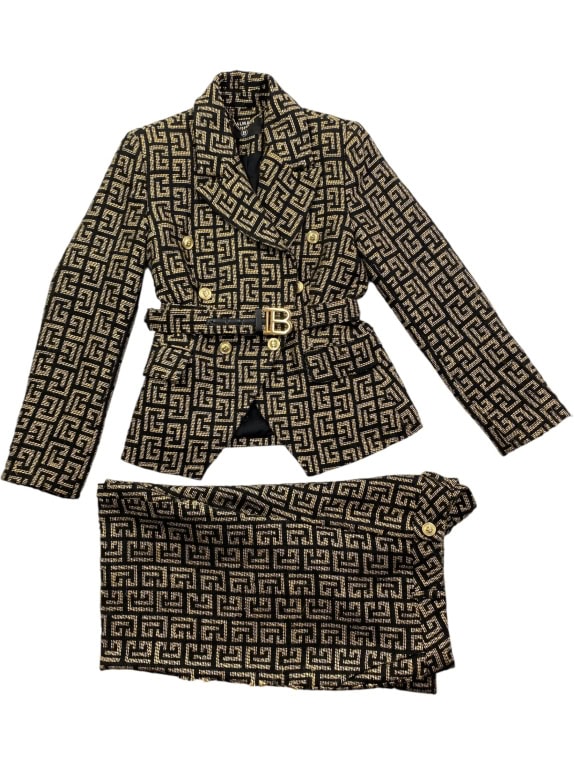 BALMAIN PARIS ΤΑΓΙΕΡ ΣΕΤ ΣΑΚΑΚΙ & ΦΟΥΣΤΑ MONOGRAM JACQUARD ΜΑΥΡΟ/ΧΡΥΣΟ ΓΥΝΑΙΚΕΙΟ M-L