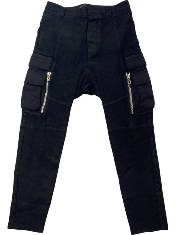 BALMAIN X HΜ CARGO PANTS UTILITY ΜΑΥΡΟ ΓΥΝΑΙΚΕΙΟ PRE OWNED S