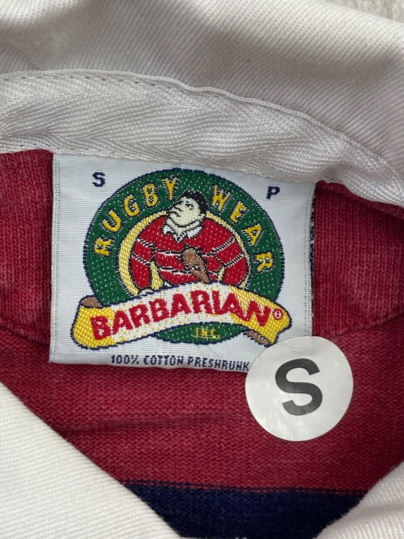 BARBARIAN MAGLIA RUGBY RETRO ROSSA BLU NAVY UOMO PRE OWNED S