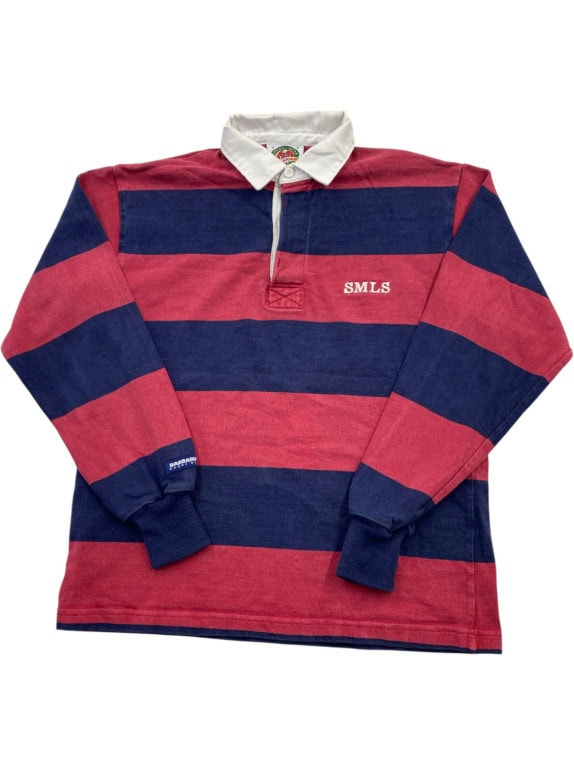BARBARIAN MAGLIA RUGBY RETRO ROSSA BLU NAVY UOMO PRE OWNED S