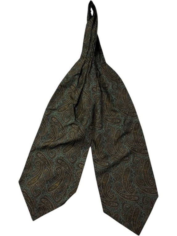 BARTON MODA SILK TIE CLASSIC PAISLEY DARK GREEN MENS PRE OWNED
