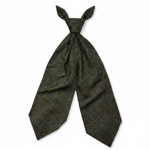 BARTON MODA SILK TIE CLASSIC PAISLEY DARK GREEN MENS PRE OWNED