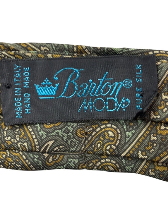 BARTON MODA SILK TIE CLASSIC PAISLEY DARK GREEN MENS PRE OWNED
