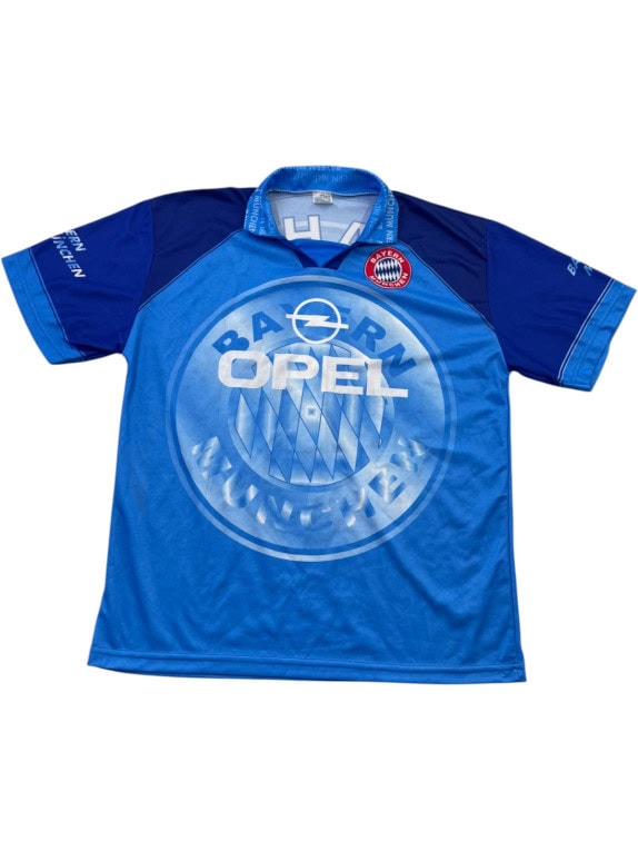 BAYERN MUNICH FOOTBALL JERSEY RETRO SPORTSWEAR BLUE MENS PRE OWNED XL