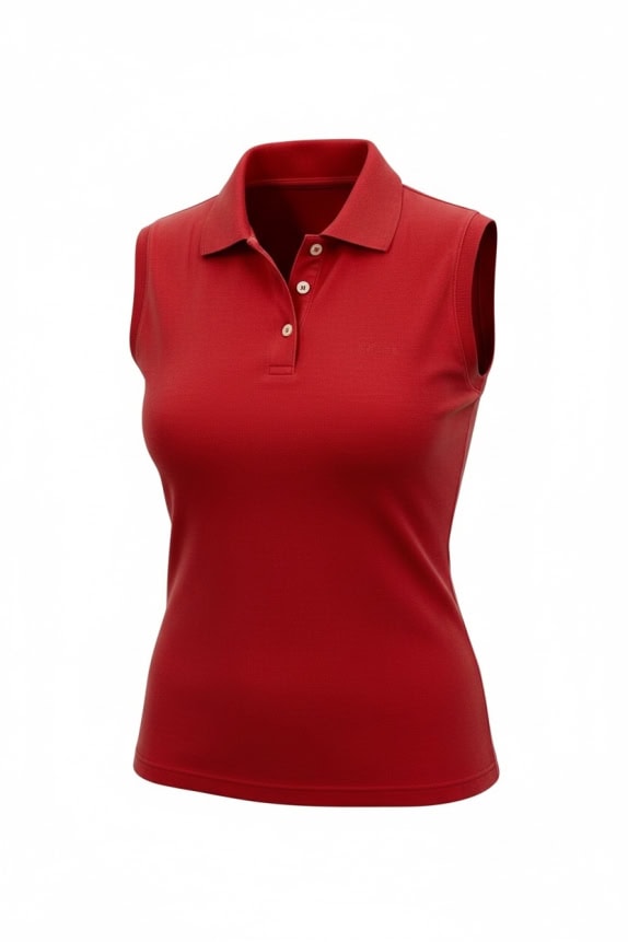 BELFE SLEEVELESS POLO SHIRT LOGO RED WOMEN'S M