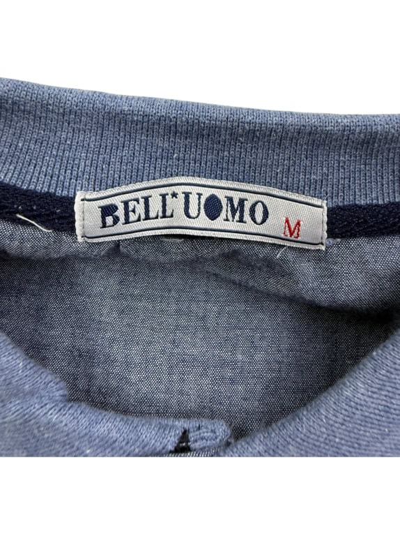 BELL’UOMO Polo Shirt Casual Logo Print Blue Men’s M