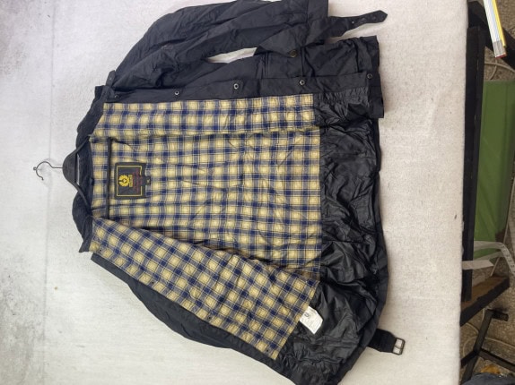 1990s BELSTAFF ΜΠΟΥΦΑΝ WAXED ΜΑΥΡΟ ΑΝΤΡΙΚΟ PRE OWNED XL
