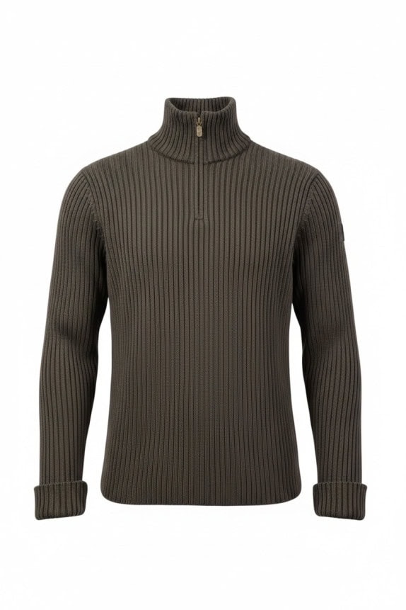 BELSTAFF HALF ZIP SWEATER CLASSIC BROWN MENS PRE OWNED XL