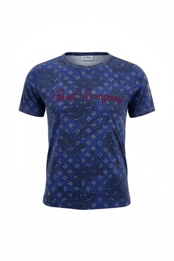 BEST COMPANY T-SHIRT DESIGNER OLMES CARRETTI FLORAL ΜΠΛΕ ΑΝΔΡΙΚΟ L