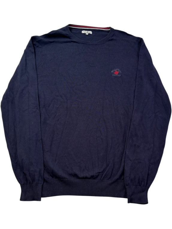BEVERLY HILLS POLO CLUB MAGLIONE IN MAGLIA CLASSICO NAVY UOMO PRE OWNED XL
