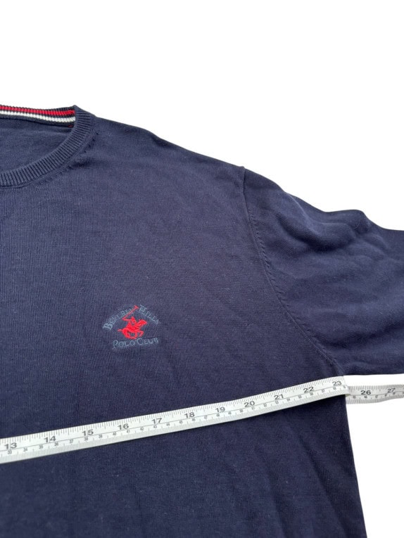 BEVERLY HILLS POLO CLUB MAGLIONE IN MAGLIA CLASSICO NAVY UOMO PRE OWNED XL
