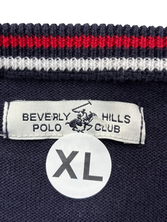 BEVERLY HILLS POLO CLUB MAGLIONE IN MAGLIA CLASSICO NAVY UOMO PRE OWNED XL