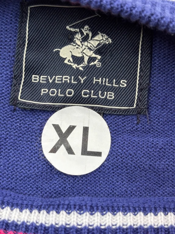 BEVERLY HILLS POLO CLUB CREWNECK SWEATER MINIMAL BLUE MEN PRE OWNED XL