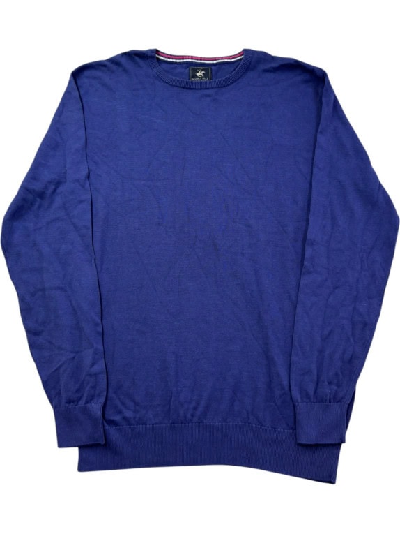 BEVERLY HILLS POLO CLUB CREWNECK SWEATER MINIMAL BLUE MEN PRE OWNED XL