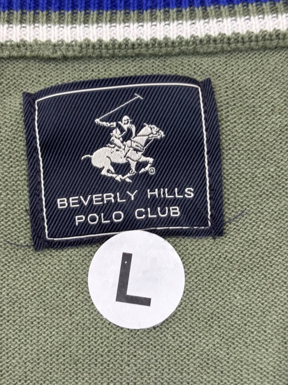 BEVERLY HILLS POLO CLUB ΠΛΕΚΤΟ ΠΟΥΛΟΒΕΡ V NECK ΚΑΘΑΡΟ ΛΑΔΙ ΑΝΤΡΙΚΟ PRE OWNED L