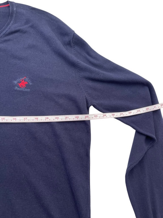 BEVERLY HILLS POLO CLUB ΠΟΥΛΟΒΕΡ V NECK MINIMAL NAVY ΑΝΤΡΙΚΟ PRE OWNED L