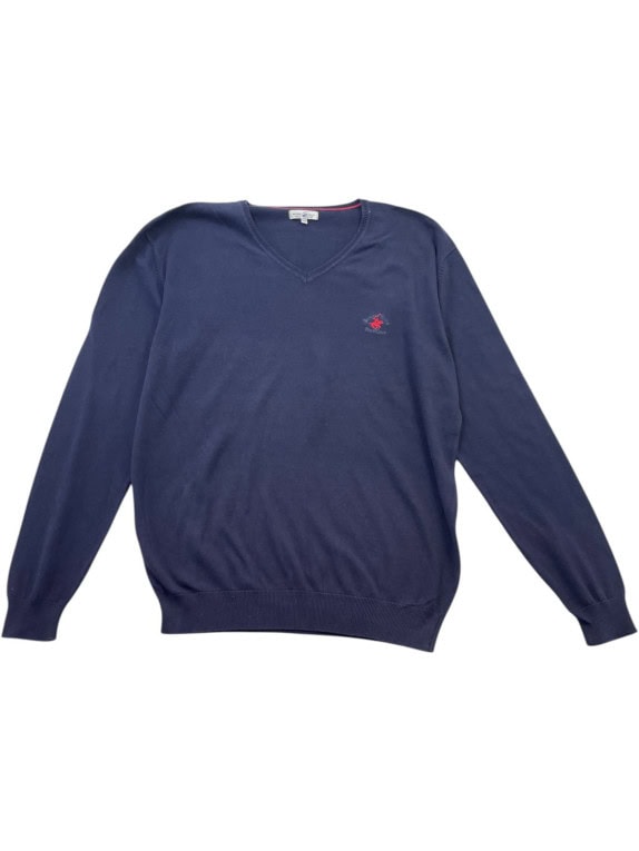 BEVERLY HILLS POLO CLUB ΠΟΥΛΟΒΕΡ V NECK MINIMAL NAVY ΑΝΤΡΙΚΟ PRE OWNED L