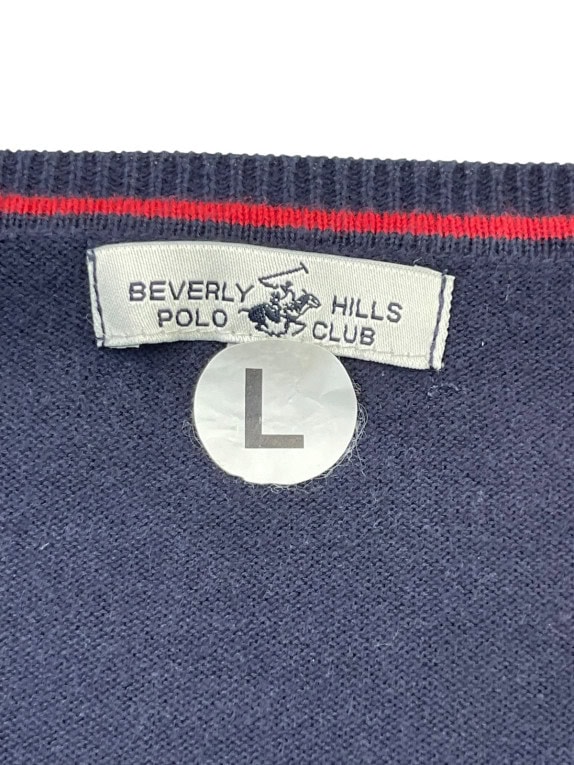 BEVERLY HILLS POLO CLUB ΠΟΥΛΟΒΕΡ V NECK MINIMAL NAVY ΑΝΤΡΙΚΟ PRE OWNED L