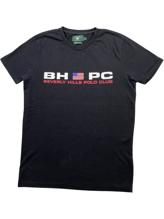 BEVERLY HILLS POLO CLUB T-SHIRT CASUAL LOGO PRINT ΜΑΥΡΟ ΑΝΔΡΙΚΟ M