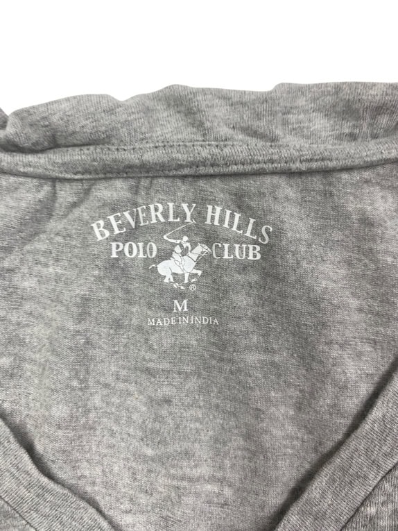 Beverly Hills Polo Club T-Shirt V-Neck Logo Γκρι Γυναικείο Medium