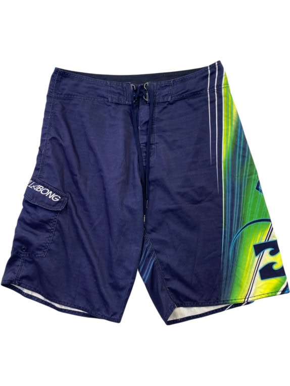BILLABONG BERMUDA SHORTS GRAPHIC NAVY MEN PRE OWNED L