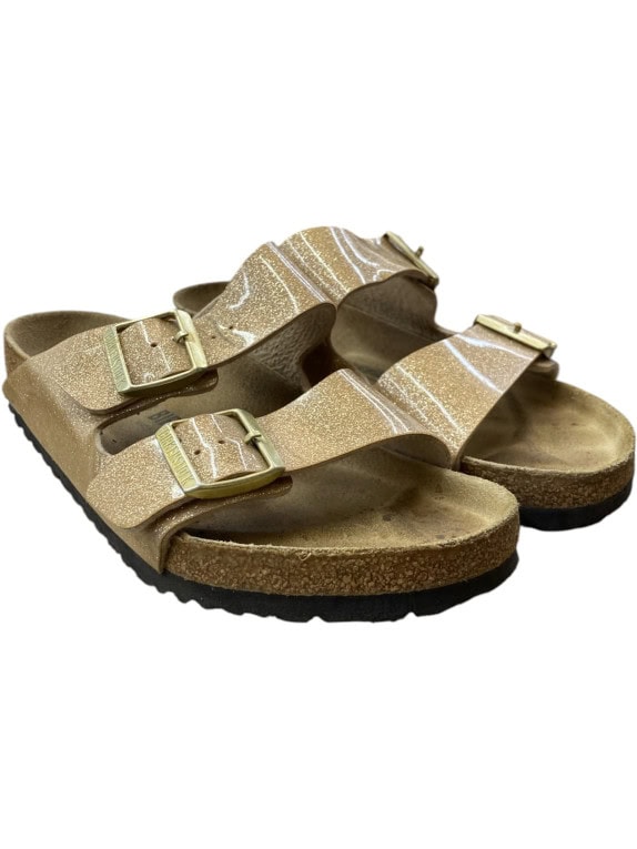 Birkenstock Arizona Gold Glitter Double Strap Sandals Unisex EU 39