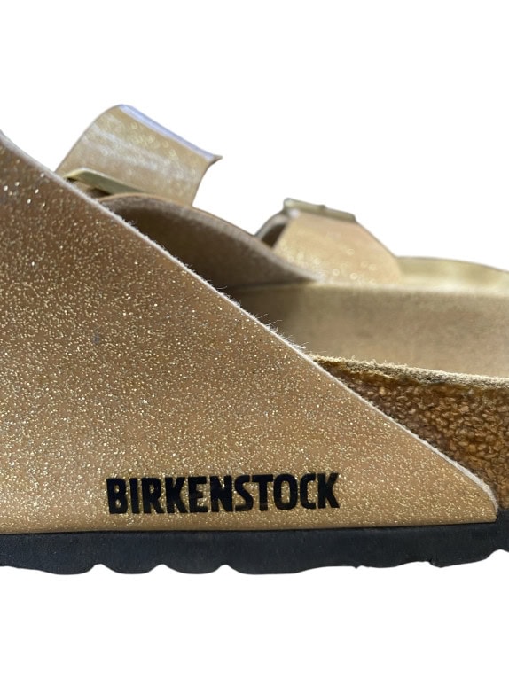 Birkenstock Arizona Gold Glitter Double Strap Sandals Unisex EU 39