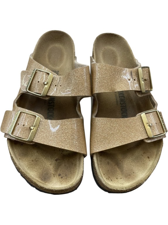 Birkenstock Arizona Gold Glitter Double Strap Sandals Unisex EU 39