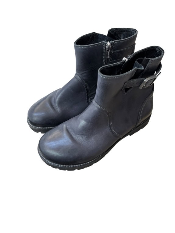 BIRKENSTOCK LEATHER ANKLE BOOTS CLASSIC BLACK WOMENS PRE OWNED EU 39