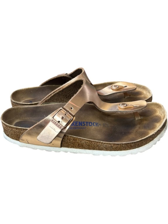 BIRKENSTOCK GIZEH SANDALI MINIMAL RAME METALLIZZATO DONNA PRE OWNED EU 40