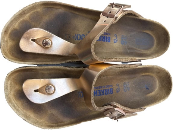 BIRKENSTOCK GIZEH SANDALI MINIMAL RAME METALLIZZATO DONNA PRE OWNED EU 40