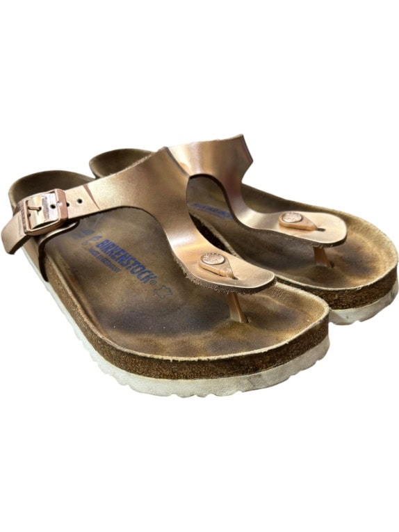 BIRKENSTOCK GIZEH SANDALI MINIMAL RAME METALLIZZATO DONNA PRE OWNED EU 40