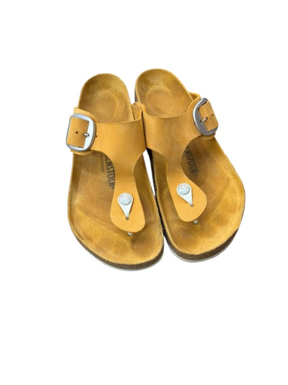 BIRKENSTOCK GIZEH SANDALI INFRADITO MINIMAL SENAPE UNISEX PRE OWNED EU 40