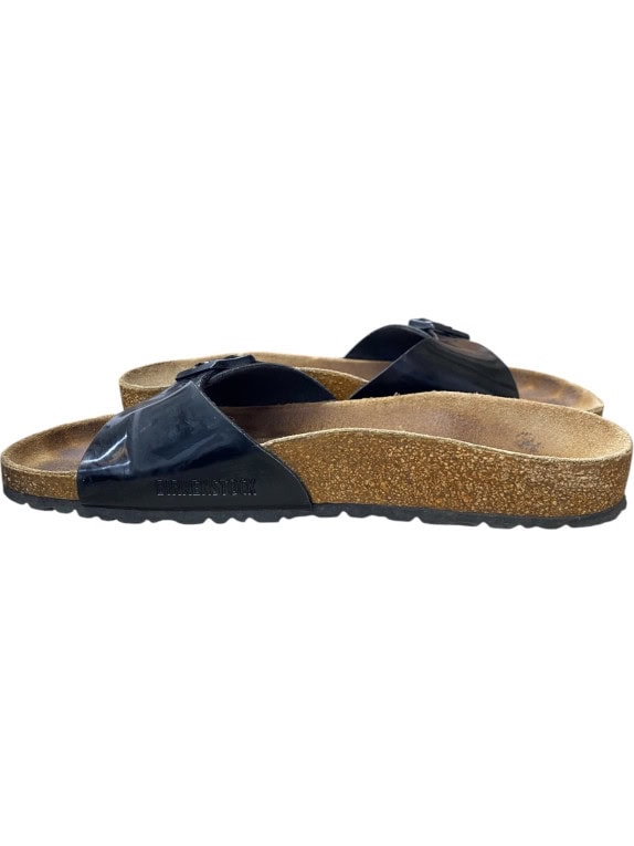 Birkenstock Madrid Black Patent Single Strap Sandals Unisex EU 40