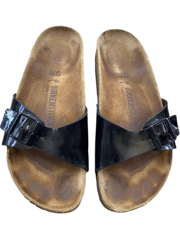 Birkenstock Madrid Black Patent Single Strap Sandals Unisex EU 40