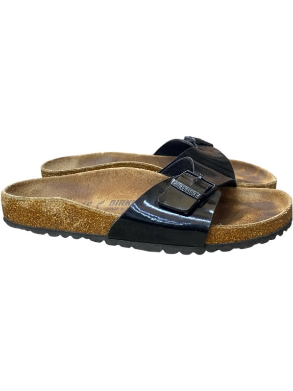 Birkenstock Madrid Black Patent Single Strap Sandals Unisex EU 40
