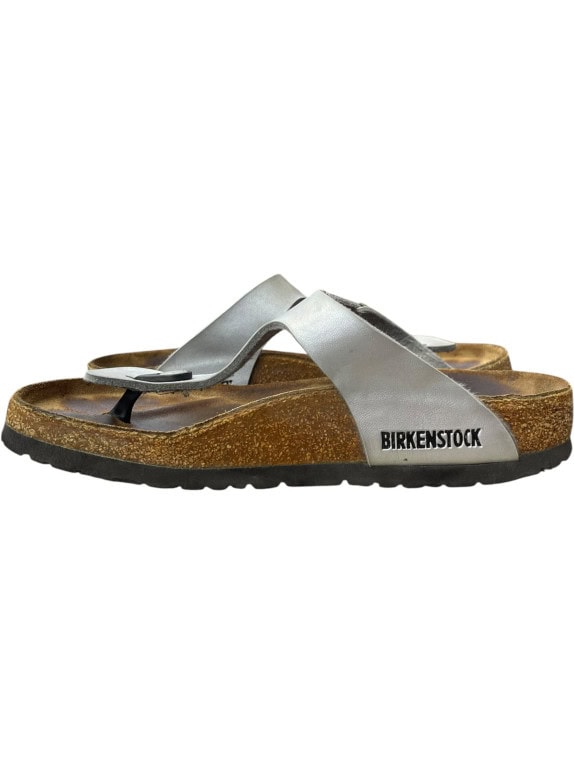 BIRKENSTOCK Σαγιονάρες Δερμάτινες Casual Logo Γκρι Γυναικείες EU 37