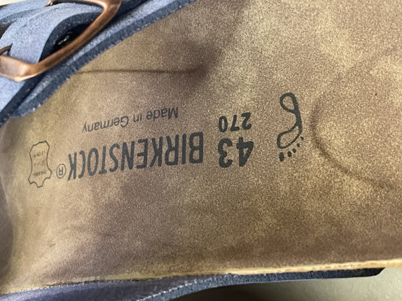 BIRKENSTOCK ΣΑΝΔΑΛΙ ΧΕΙΡΟΠΟΙΗΤΗ ΔΕΡΜΑΤΙΝΗ ΛΕΠΤΟΜΕΡΕΙΑ ΜΠΛΕ ΑΝΤΡΙΚΟ PRE OWNED EU 43