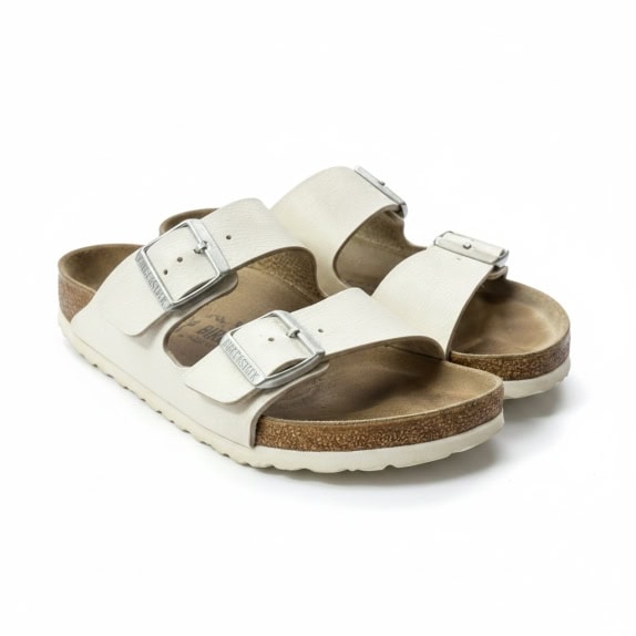 BIRKENSTOCK SANDALI CLASSIC OFF WHITE UNISEX PRE OWNED