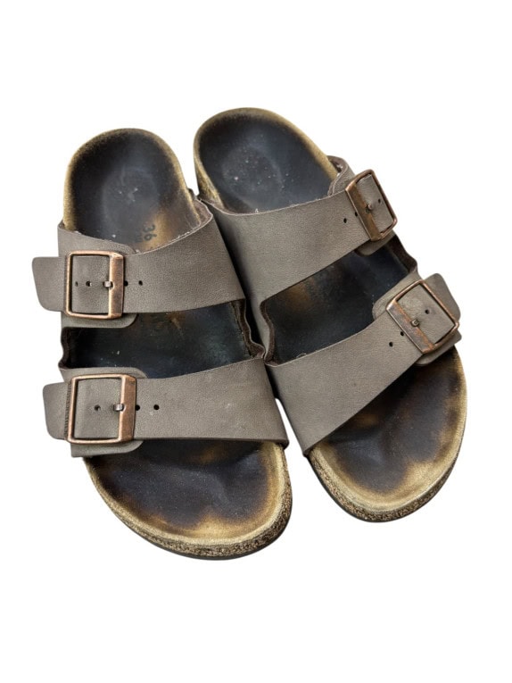 BIRKENSTOCK SANDALI CLASSIC TAUPE UNISEX PRE OWNED EU 36