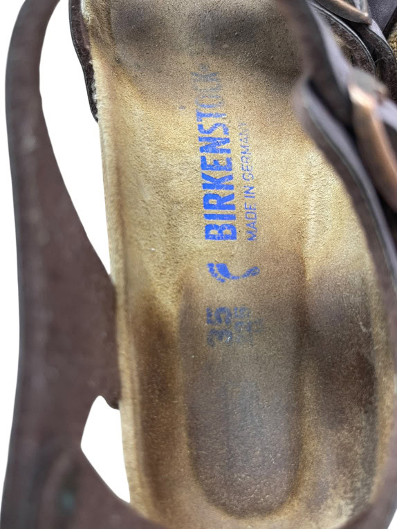 BIRKENSTOCK Σανδάλια Δερμάτινα Casual Με Λογότυπο Καφέ Unisex 35