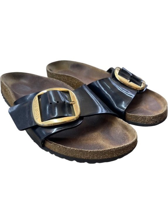 BIRKENSTOCK Σανδάλια Δερμάτινα Casual Με Λογότυπο Μαύρο Γυναικείο 44