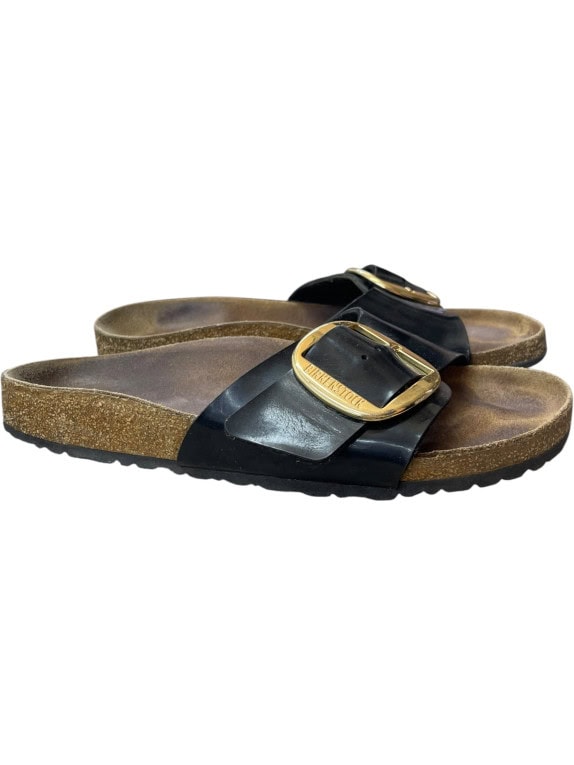 BIRKENSTOCK Σανδάλια Δερμάτινα Casual Με Λογότυπο Μαύρο Γυναικείο 44